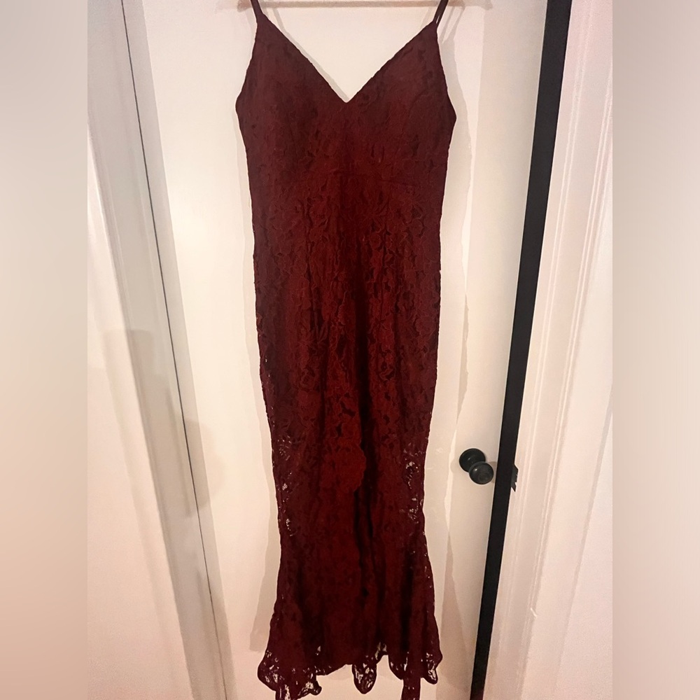 Le Chateau burgundy lace dress